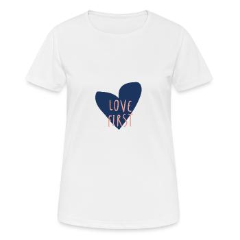 love first - Frauen T-Shirt atmungsaktiv - Weiß - Vorne - AI Model Female 172 dark (172cm)