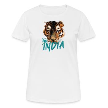 India, Bengal tiger face, symbol of India - Women's Breathable T-Shirt - white - Front - AI Model Female 172 dark (172cm)