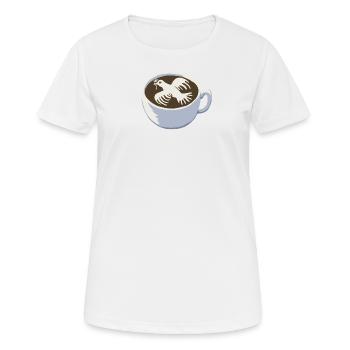 Cappuccino à la colombe de la paix - T-shirt respirant Femme - blanc - Devant - AI Model Female 172 dark (172cm)