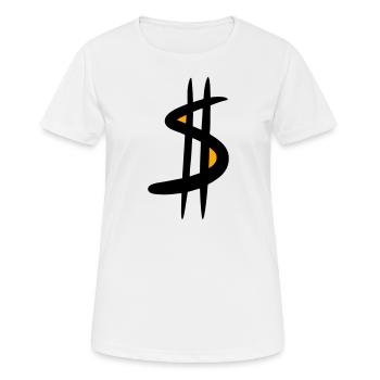 Signe du dollar / $ Symbole du dollar, Dessin - T-shirt respirant Femme - blanc - Devant - AI Model Female 172 dark (172cm)
