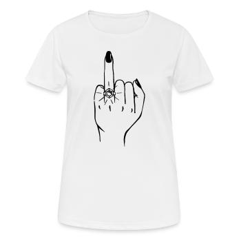 middle finger ring finger married engaged bride - Women's Breathable T-Shirt - white - Front - AI Model Female 172 dark (172cm)