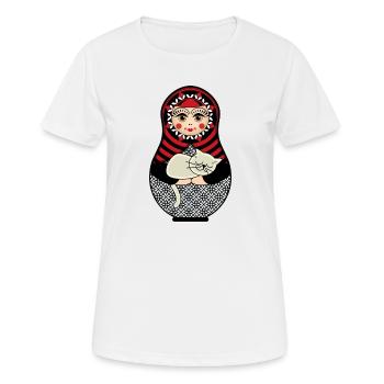 Matryoshka matryoshka poupée russe chat - T-shirt respirant Femme - blanc - Devant - AI Model Female 172 dark (172cm)