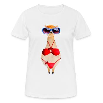 Lama bikini alpaga vacances d'été - T-shirt respirant Femme - blanc - Devant - AI Model Female 172 dark (172cm)