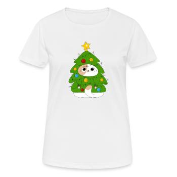 Katze und Weihnachtsbaum - Frauen T-Shirt atmungsaktiv - Weiß - Vorne - AI Model Female 172 dark (172cm)