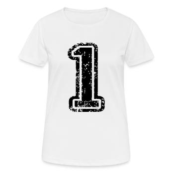 1 - Nummer - Frauen T-Shirt atmungsaktiv - Weiß - Vorne - AI Model Female 172 dark (172cm)