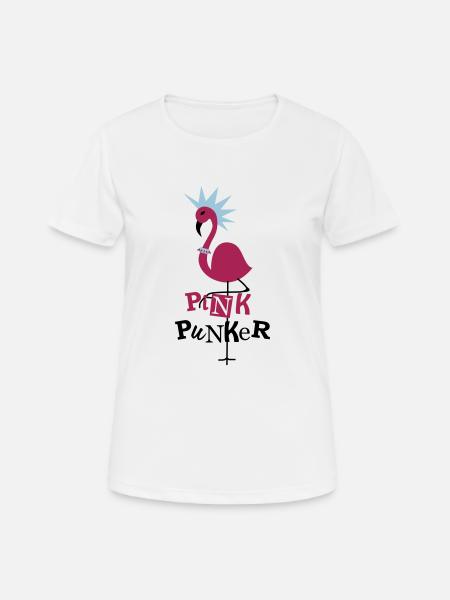 Pink Flamingo Punker Noir - T-shirt respirant Femme - blanc