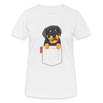 Poche de Rotweiller - T-shirt respirant Femme - blanc - Devant - AI Model Female 172 dark (172cm)
