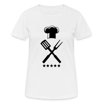 Cuisine couverts 5 étoiles - T-shirt respirant Femme - blanc - Devant - AI Model Female 172 dark (172cm)