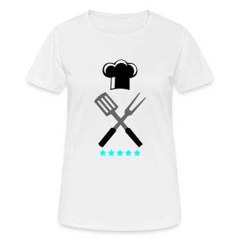 cuisine couverts 5 étoiles - T-shirt respirant Femme - blanc - Devant - AI Model Female 172 dark (172cm)