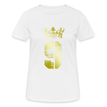 9 Zahl Krone - Frauen T-Shirt atmungsaktiv - Weiß - Vorne - AI Model Female 172 dark (172cm)