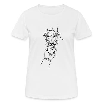 Hund mit Apfel - Frauen T-Shirt atmungsaktiv - Weiß - Vorne - AI Model Female 172 dark (172cm)