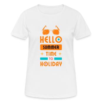 Bonjour l’été, c’est l’heure des vacances - T-shirt respirant Femme - blanc - Devant - AI Model Female 172 dark (172cm)