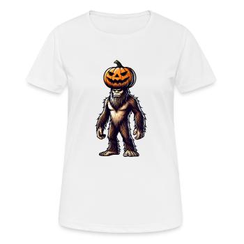 Halloween Kürbis Bigfoot Sasquatch Cartoon Hut - Frauen T-Shirt atmungsaktiv - Weiß - Vorne - AI Model Female 172 dark (172cm)