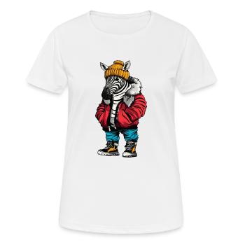 Zebra Lustig Winter - Frauen T-Shirt atmungsaktiv - Weiß - Vorne - AI Model Female 172 dark (172cm)