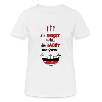 she doesn't bite, she just likes to laugh. - Women's Breathable T-Shirt - white - Front - AI Model Female 172 dark (172cm)