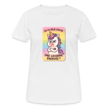 licorne énervée - T-shirt respirant Femme - blanc - Devant - AI Model Female 172 dark (172cm)