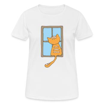 Cat at the window - Women's Breathable T-Shirt - white - Front - AI Model Female 172 dark (172cm)