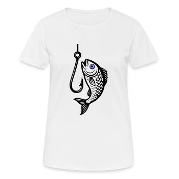 Angelhaken Fisch Symbol - Frauen T-Shirt atmungsaktiv - Weiß - Vorne - AI Model Female 172 dark (172cm)