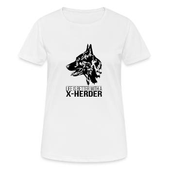 X-HERDER life is better Hollandse Herder Wilsigns - Frauen T-Shirt atmungsaktiv - Weiß - Vorne - AI Model Female 172 dark (172cm)