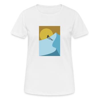 Vélo de route montagne ombre, coucher de soleil, vélo - T-shirt respirant Femme - blanc - Devant - AI Model Female 172 dark (172cm)