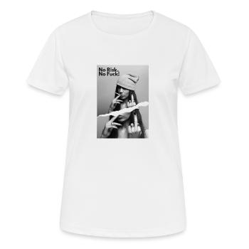 NRNF Statement Middlefinger Provokant - Frauen T-Shirt atmungsaktiv - Weiß - Vorne - AI Model Female 172 dark (172cm)