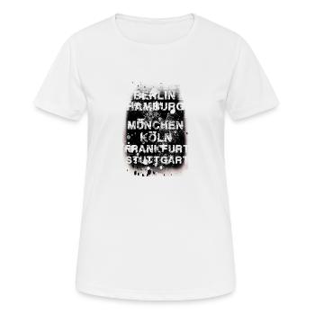 schwarz,deutsche städte,frankfurt,berlin,hamburg - Frauen T-Shirt atmungsaktiv - Weiß - Vorne - AI Model Female 172 dark (172cm)