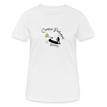 Jakobsweg - Camino Portugues - Frauen T-Shirt atmungsaktiv - Weiß - Vorne - AI Model Female 172 dark (172cm)