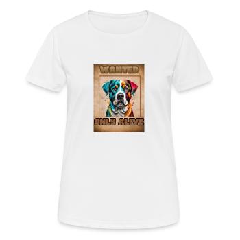 Wanted Dog - Frauen T-Shirt atmungsaktiv - Weiß - Vorne - AI Model Female 172 dark (172cm)