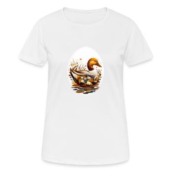 Minimalist Duck Illustration In Warm Autumnal - Women's Breathable T-Shirt - white - Front - AI Model Female 172 dark (172cm)