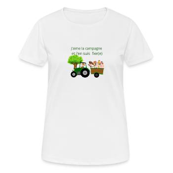 J'aime la campagne et j'en suis fier(e) - T-shirt respirant Femme - blanc - Devant - AI Model Female 172 dark (172cm)