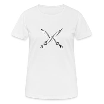 Gekreuzte Schwerter Zeichnung - Frauen T-Shirt atmungsaktiv - Weiß - Vorne - AI Model Female 172 dark (172cm)
