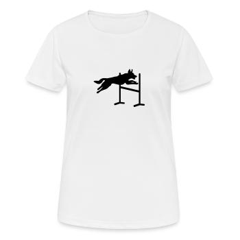 Hund Agility - Frauen T-Shirt atmungsaktiv - Weiß - Vorne - AI Model Female 172 dark (172cm)
