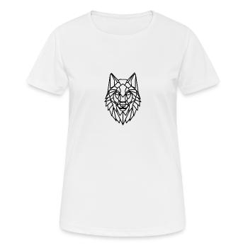 geometrischer Wolf - Frauen T-Shirt atmungsaktiv - Weiß - Vorne - AI Model Female 172 dark (172cm)