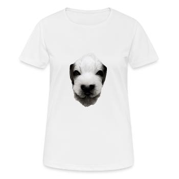 Visage de chiot - T-shirt respirant Femme - blanc - Devant - AI Model Female 172 dark (172cm)