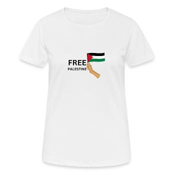 PALESTINE GRATUITE | Gaza | Manifestation - T-shirt respirant Femme - blanc - Devant - AI Model Female 172 dark (172cm)