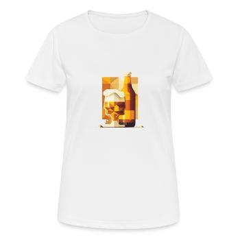 Verre à bière abstrait et bouteille de bière - T-shirt respirant Femme - blanc - Devant - AI Model Female 172 dark (172cm)