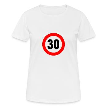 Panneau de signalisation 30 - T-shirt respirant Femme - blanc - Devant - AI Model Female 172 dark (172cm)