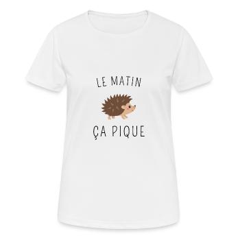 Le matin ça pique ! - T-shirt respirant Femme - blanc - Devant - AI Model Female 172 dark (172cm)