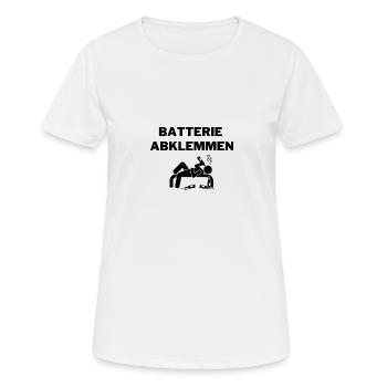 Batterie abklemmen - Frauen T-Shirt atmungsaktiv - Weiß - Vorne - AI Model Female 172 dark (172cm)