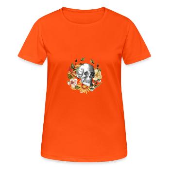 skull - Frauen T-Shirt atmungsaktiv - Neonorange - Vorne - AI Model Female 172 dark (172cm)