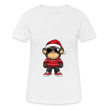 Singe Noël Moche Noël - T-shirt respirant Femme - blanc - Devant - AI Model Female 172 dark (172cm)