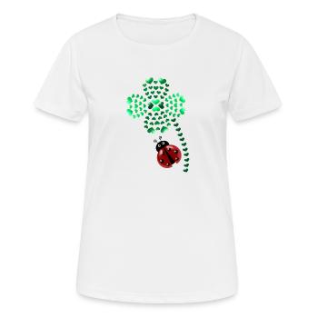 Trèfle porte-bonheur avec coccinelle; trèfle porte-bonheur; coccinelle - T-shirt respirant Femme - blanc - Devant - AI Model Female 172 dark (172cm)