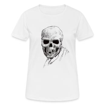 Totenschädel Graphitzeichnung - Frauen T-Shirt atmungsaktiv - Weiß - Vorne - AI Model Female 172 dark (172cm)