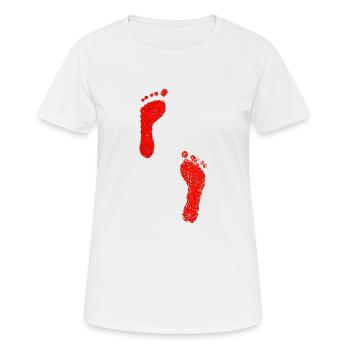 Empreintes de pas pieds rouges - T-shirt respirant Femme - blanc - Devant - AI Model Female 172 dark (172cm)