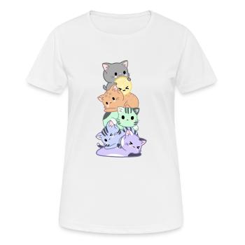 Regenbogen Katzen Haufen - Frauen T-Shirt atmungsaktiv - Weiß - Vorne - AI Model Female 172 dark (172cm)