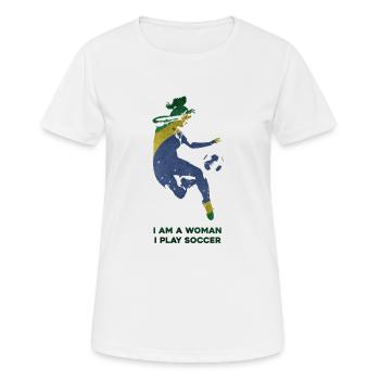 Frauenfußball - Frauen T-Shirt atmungsaktiv - Weiß - Vorne - AI Model Female 172 dark (172cm)