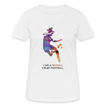 Frauenfußball - Frauen T-Shirt atmungsaktiv - Weiß - Vorne - AI Model Female 172 dark (172cm)