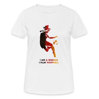 Frauenfußball - Frauen T-Shirt atmungsaktiv - Weiß - Vorne - AI Model Female 172 dark (172cm)