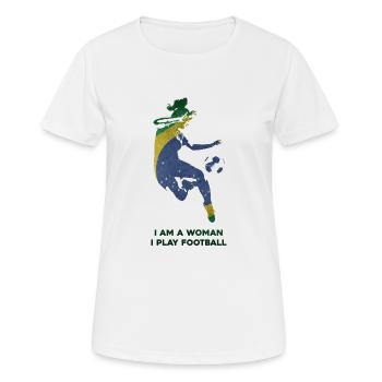 Frauenfußball - Frauen T-Shirt atmungsaktiv - Weiß - Vorne - AI Model Female 172 dark (172cm)