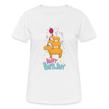 Capybara Birthday - Women's Breathable T-Shirt - white - Front - AI Model Female 172 dark (172cm)